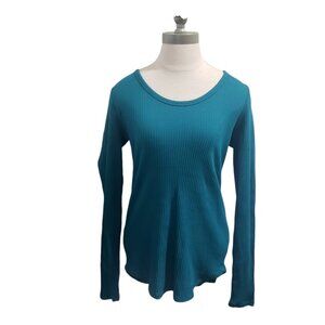 CT1957 Culture Code Turquoise Long Sleeve Ribbed Lightweight Top L